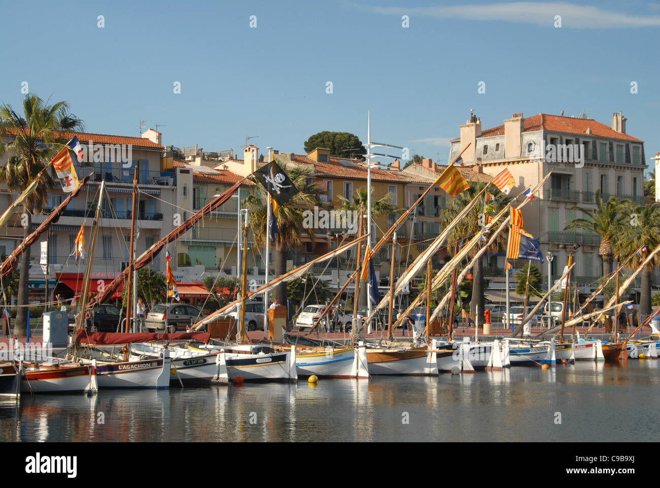 Fishing boats in the Mediterranean port of Bandol in the department Var of Provence, France Stock Photo