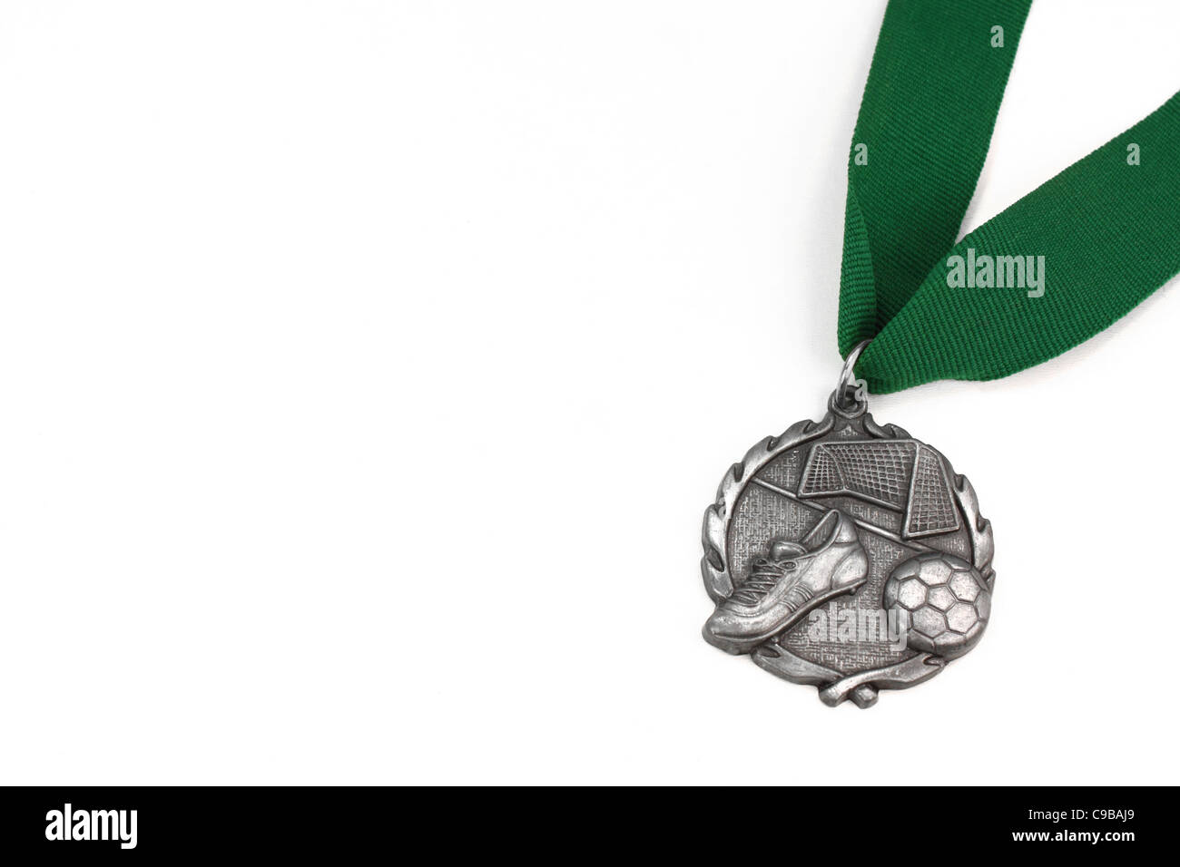 Football medallion on white background Stock Photo