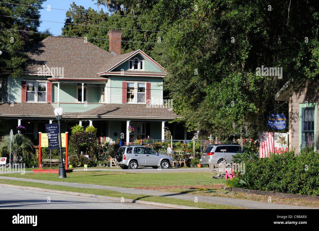 The historic shops in the village of Dunnellon Florida USA Stock Photo