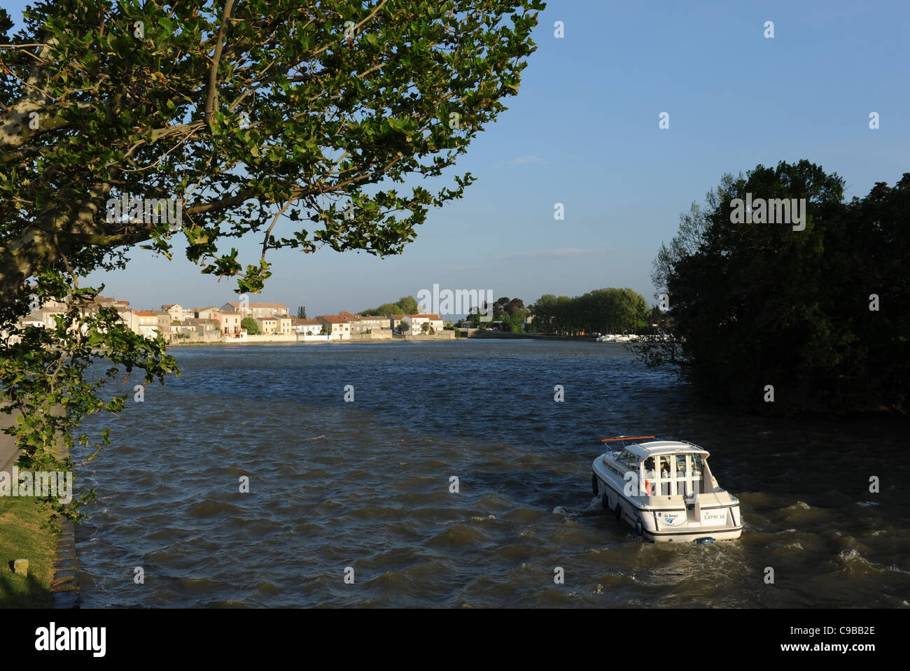 The Grand Bassin of the Canal du Midi at Castelnaudary in Aude,, Languedoc-Roussillon, France Stock Photo