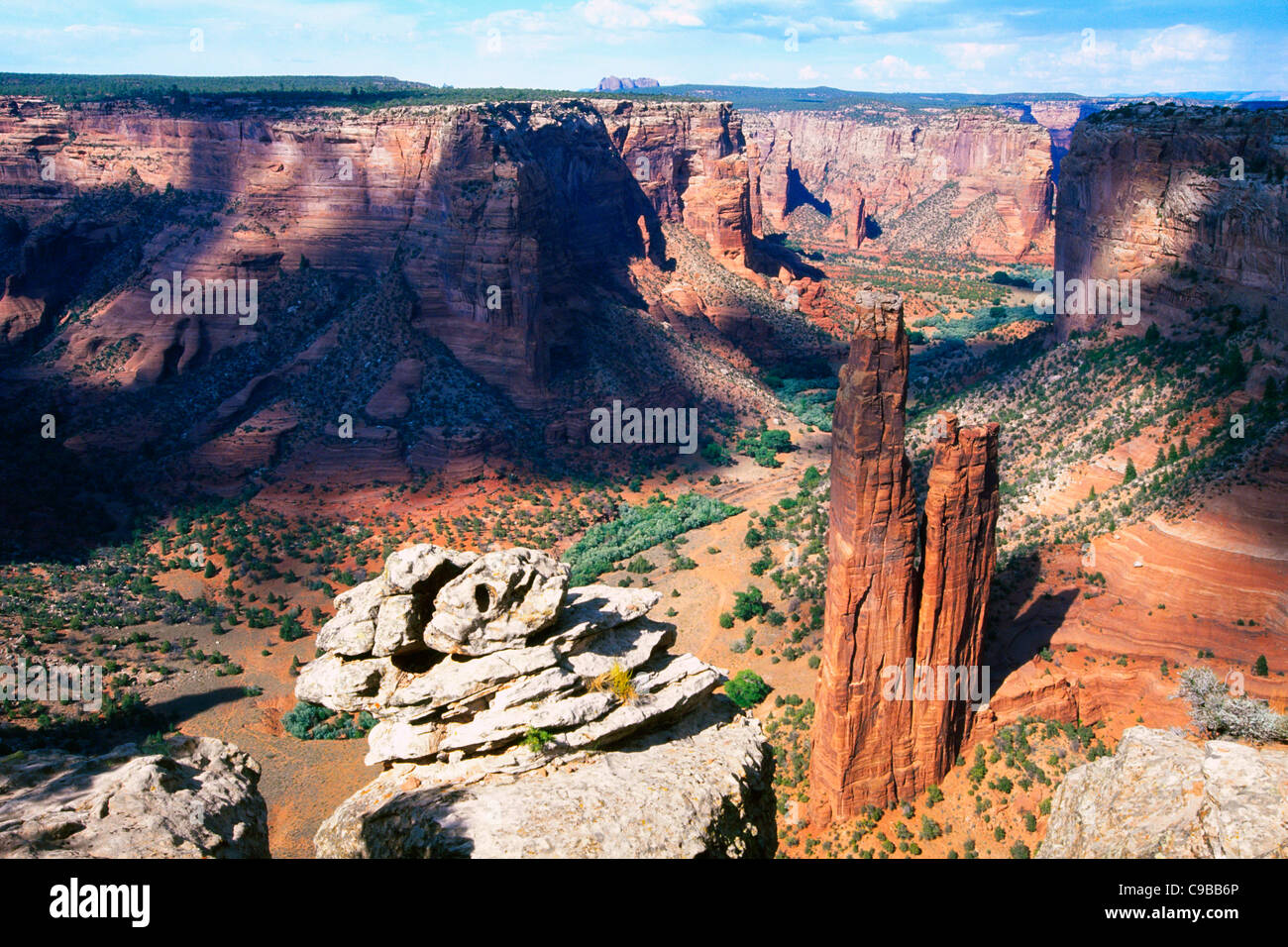 High Angle View of Canyon De Chelly at Spider Rock, Arizona Stock Photo