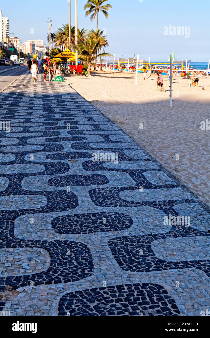 Walkway of Ipanema Beach, Ro de Janeiro, Brazil Stock Photo