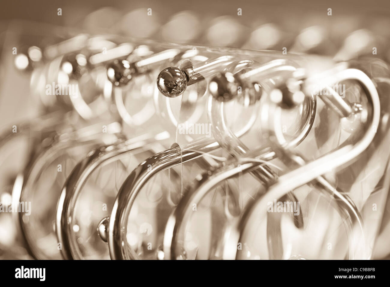 Metal Shower Curtain Rings closeup view abstract Stock Photo Alamy