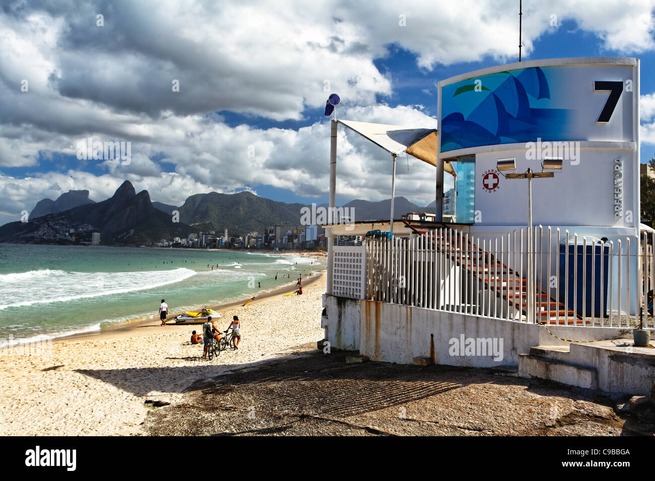 Liefeguard Tower on Ipanema Beach, Rio de Janeiro, Brazil Stock Photo