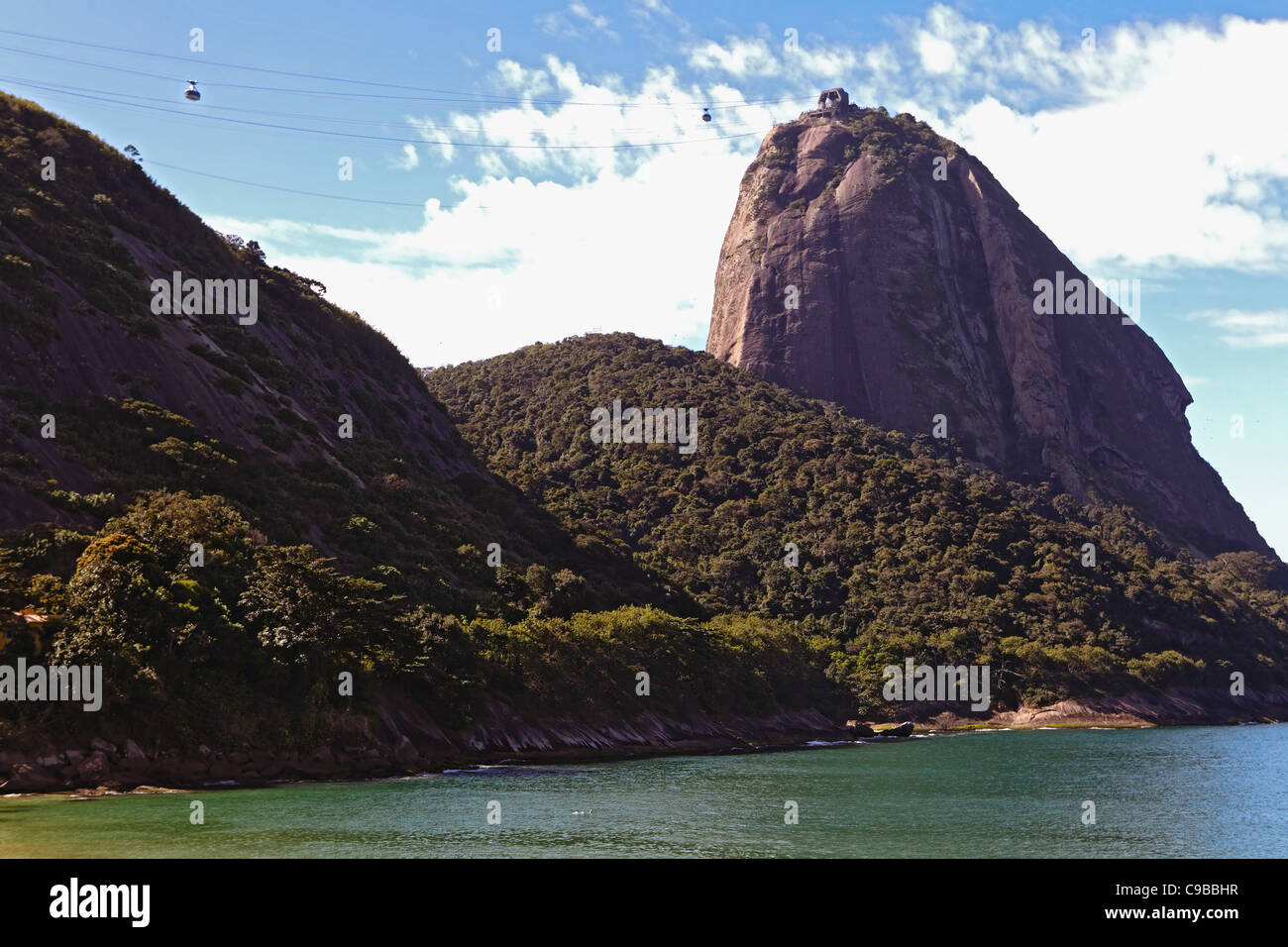 Low Angle View of the Sugarloaf Mountain from Vermelha Beach, Rio de Janeiro, Brazil Stock Photo