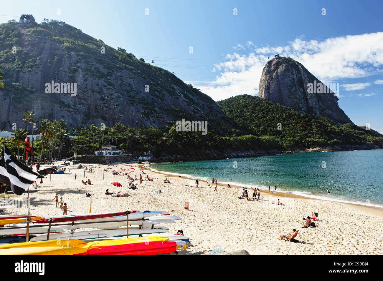 View of Sugarloaf Mountain from Vermelha Beach, Rio de Janeiro, Brazil Stock Photo
