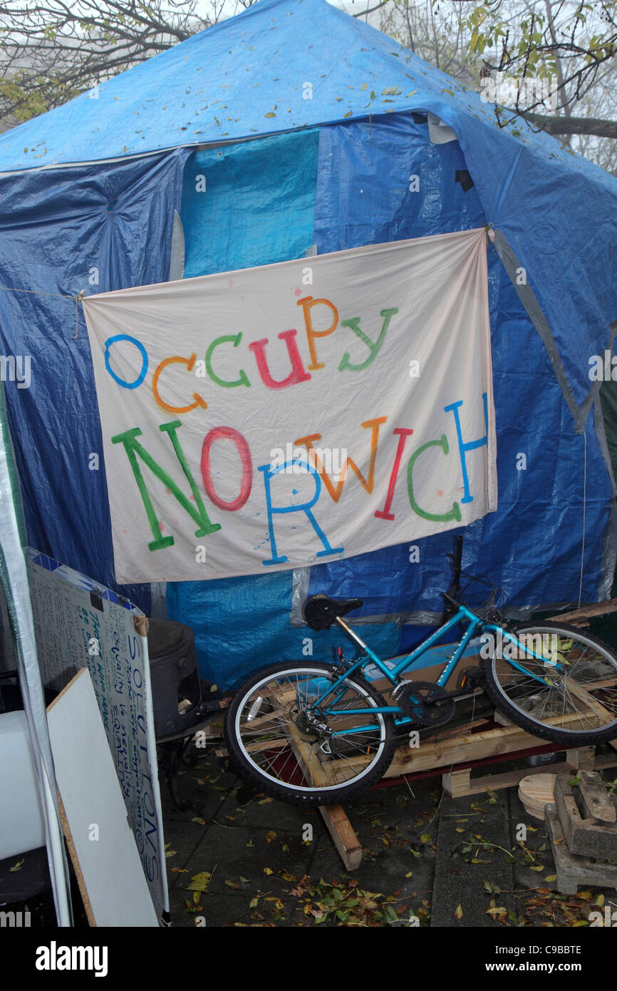 'Occupy Norwich', protest movement encampment in Norwich city center UK Stock Photo