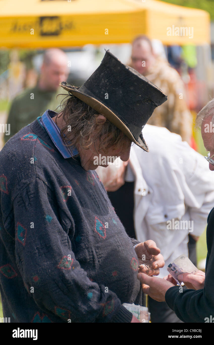 Money was taken when payment was made at a stall at the vintage rally henblas anglesey north wales uk Stock Photo