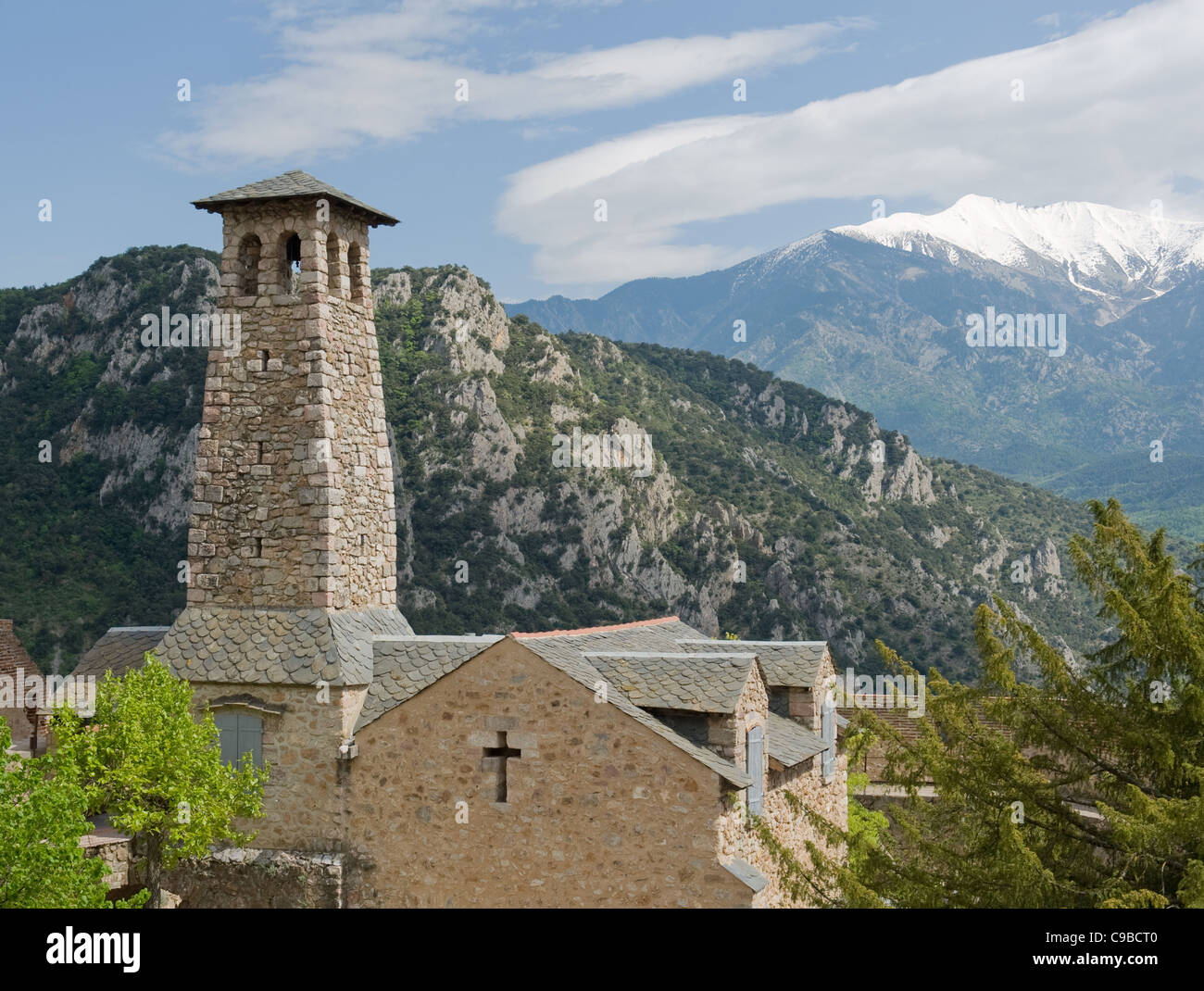 Clocheton of Fort Libéria by Vauban above the Pyrénées town of Villefranche-de-Conflent, a UNESCO world heritage site in France Stock Photo
