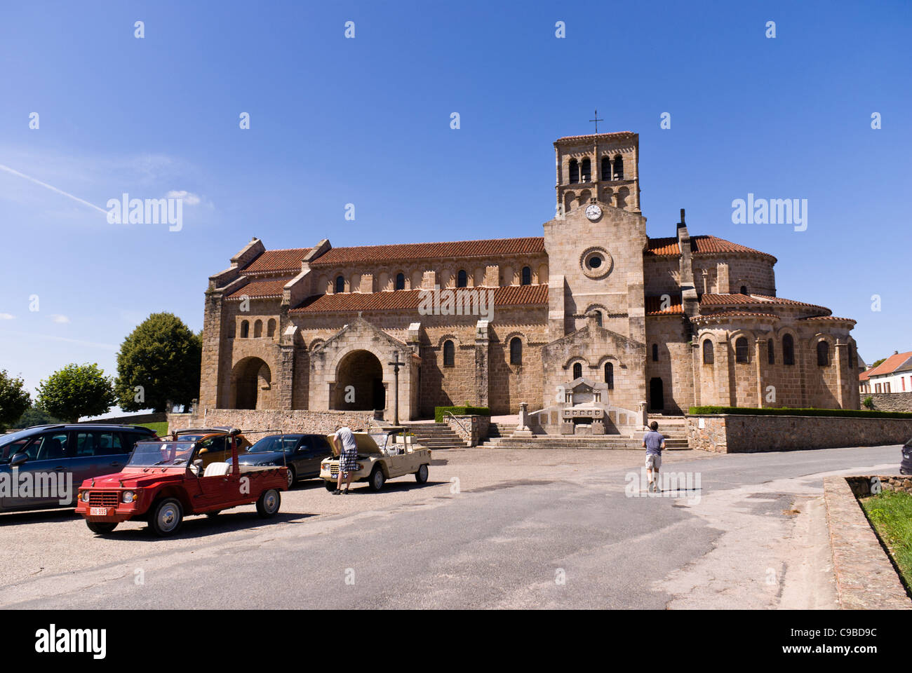 Eglise Notre-Dame, Romanesque church in Châtel-Montagne, Allier, Auvergne, France. Stock Photo