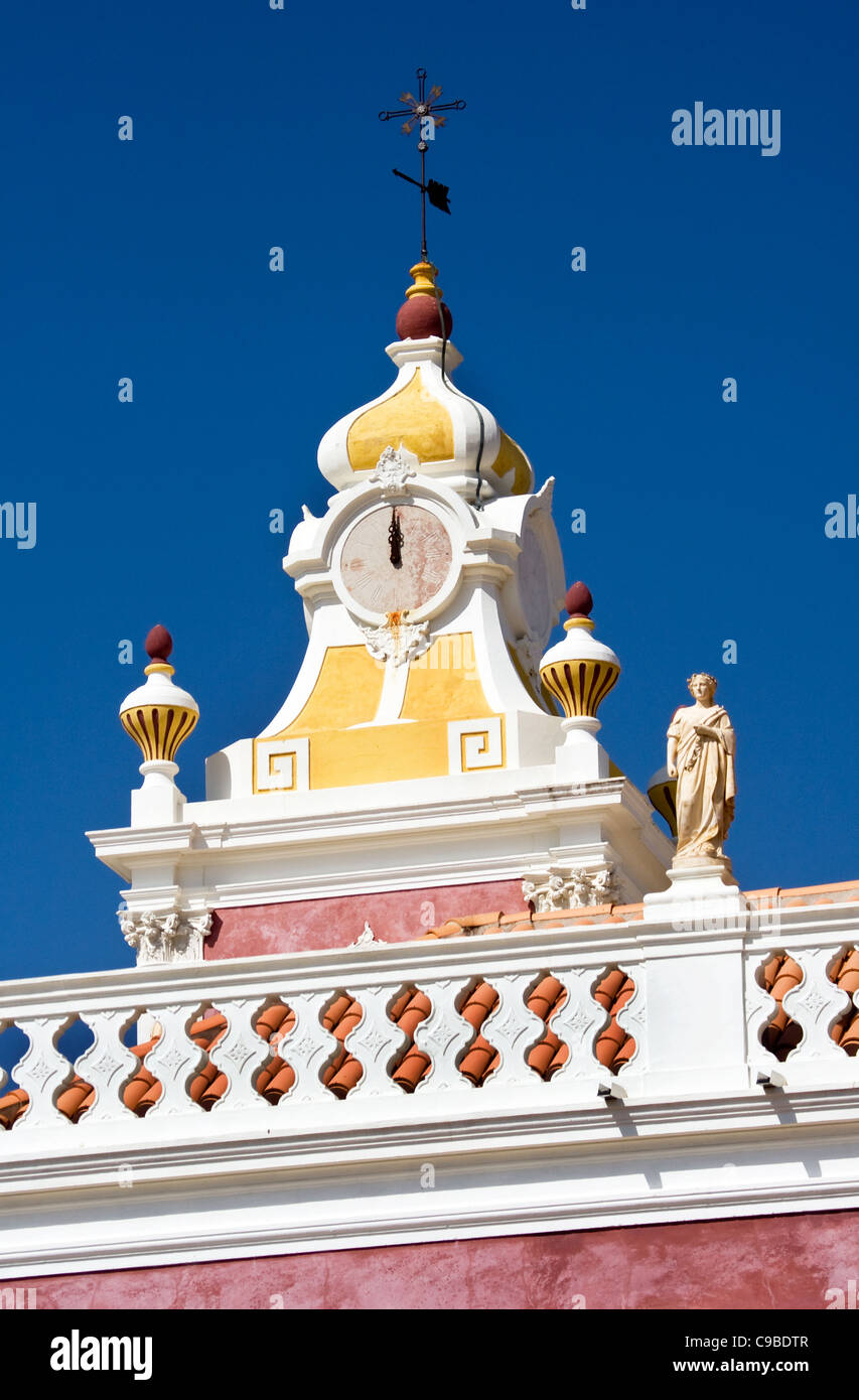 Detail of Palácio de Estoi (C19)  now converted to Pousada de Estoi (historic hotel), Estoi, Faro, Algarve, Portugal Stock Photo