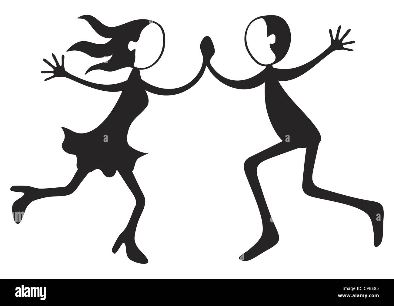 Трафарет танцующих мальчика и девочку