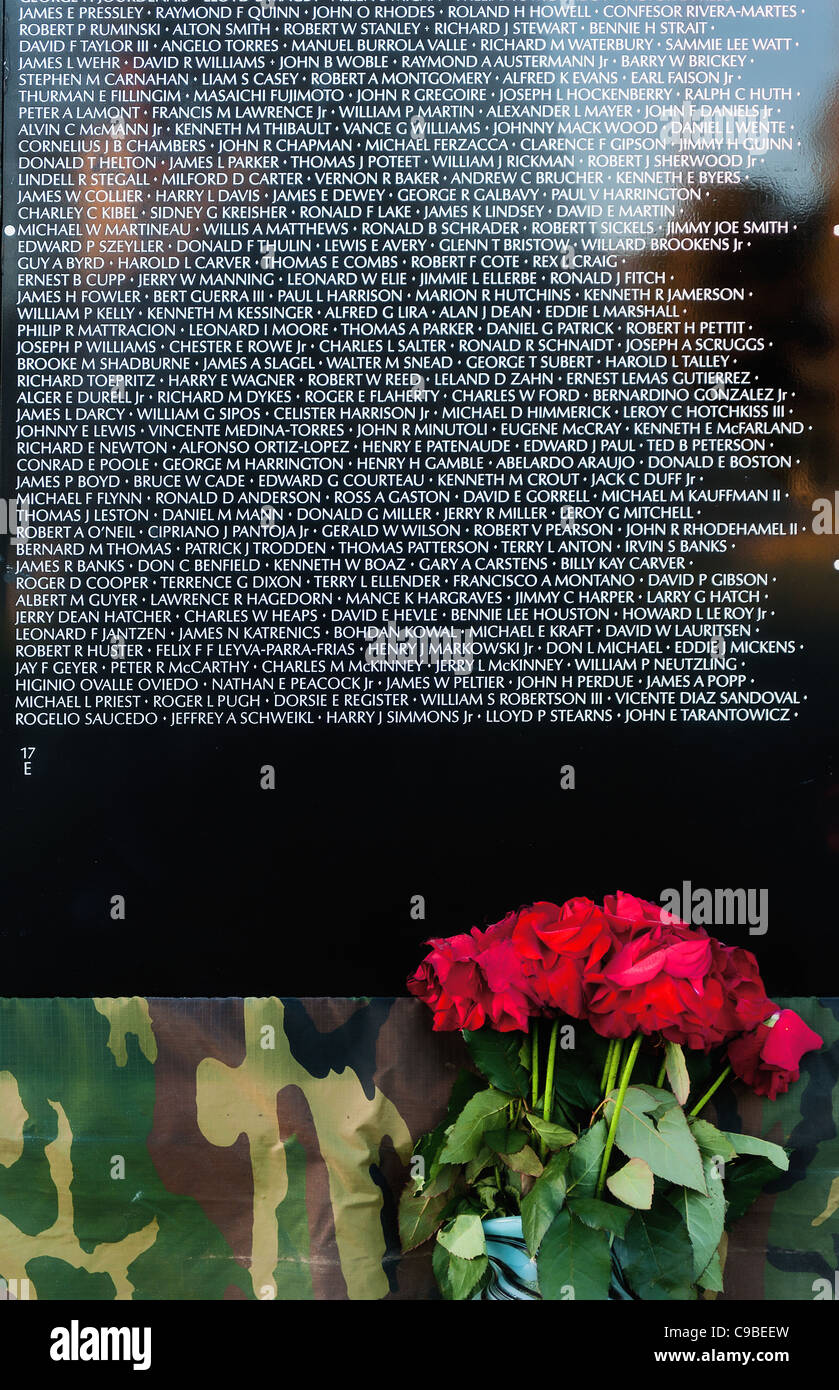 A section of "The moving wall" , a replica of the Washington, DC Vietnam Veterans Memorial Stock ...