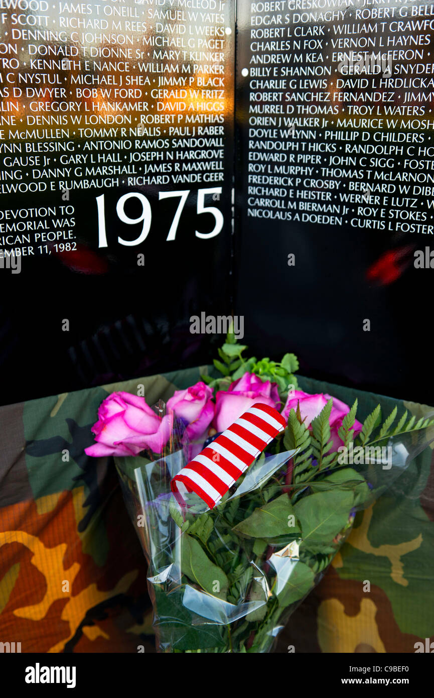 A section of "The moving wall" , a replica of the Washington, DC Vietnam Veterans Memorial Stock ...