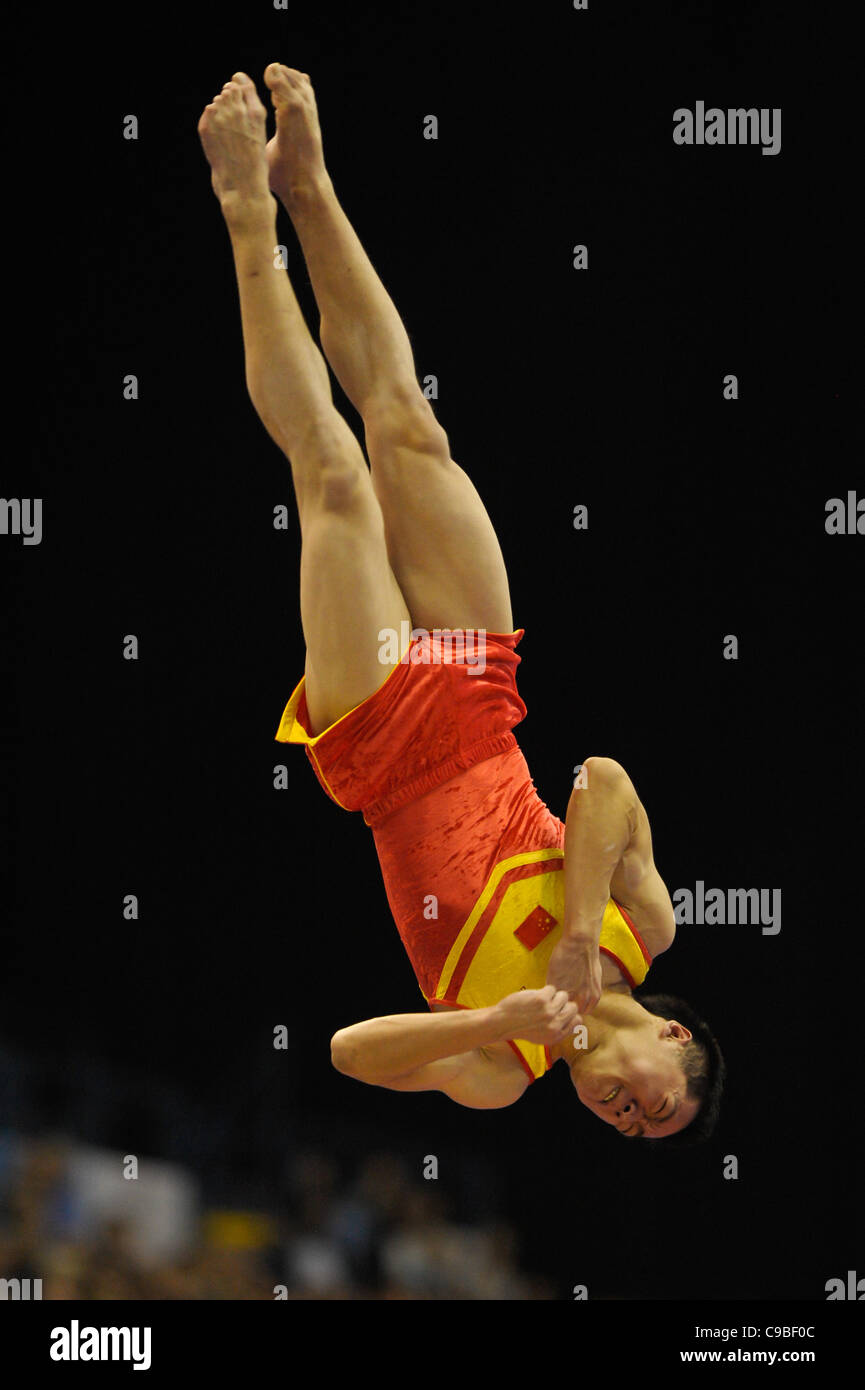 20.11.11. Birmingham, England.  Trampoline and Tumbling World Championships . Zang Lo of China in the tumbling competition. Stock Photo