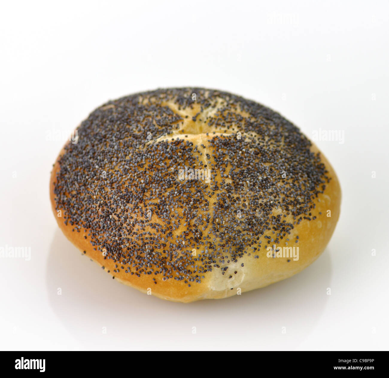 Kaiser roll with poppy seeds on white background Stock Photo Alamy