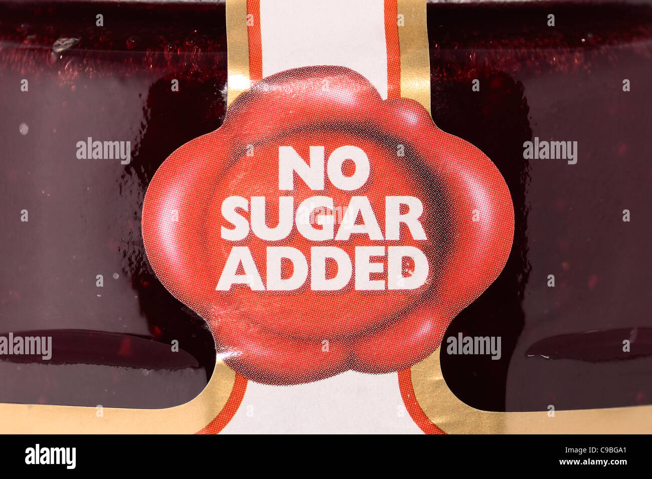 Diabetic strawberry jam with "No Sugar Added" label Stock Photo Alamy