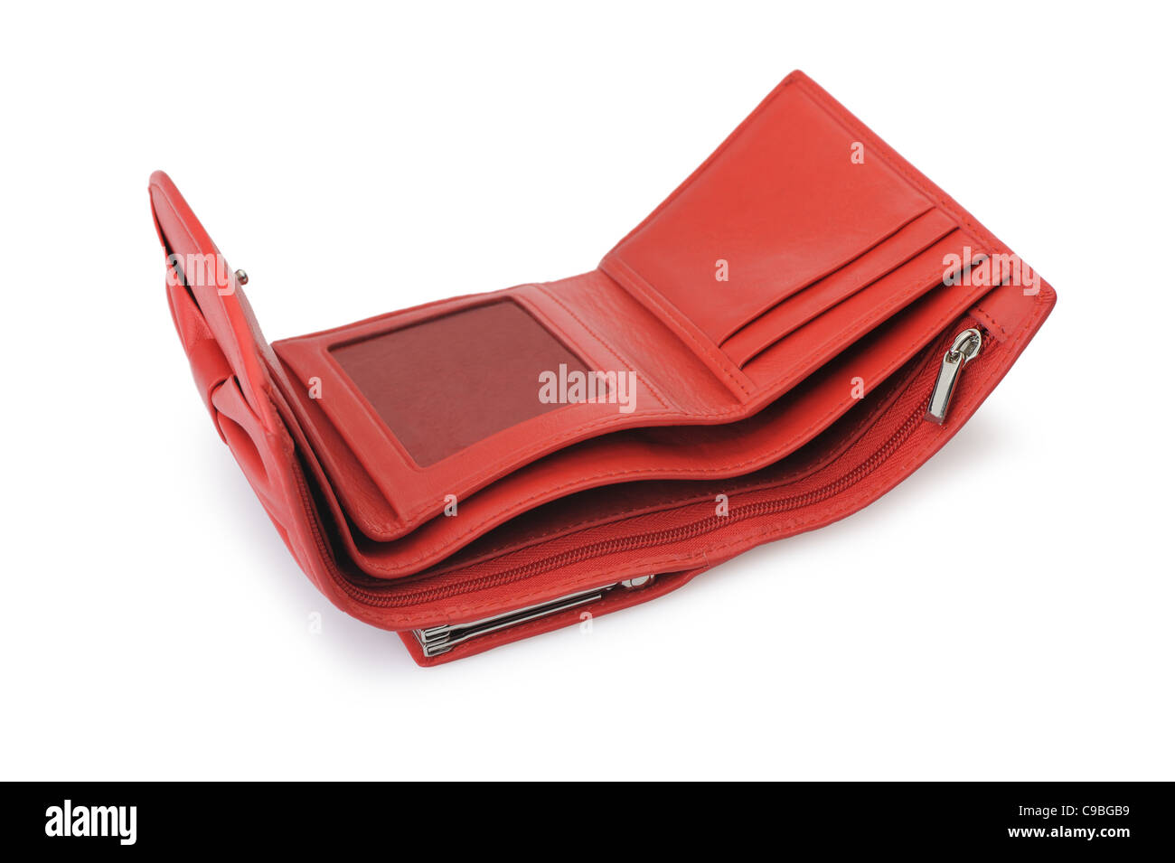 Open empty wallet. It is isolated on a white background Stock Photo