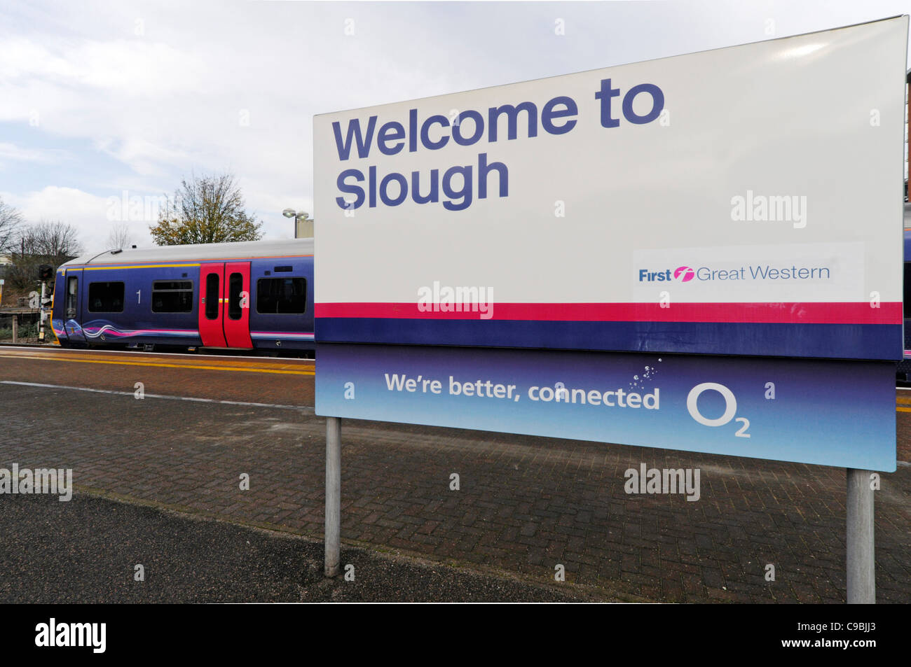 to Slough sign at First Great Western railway station First