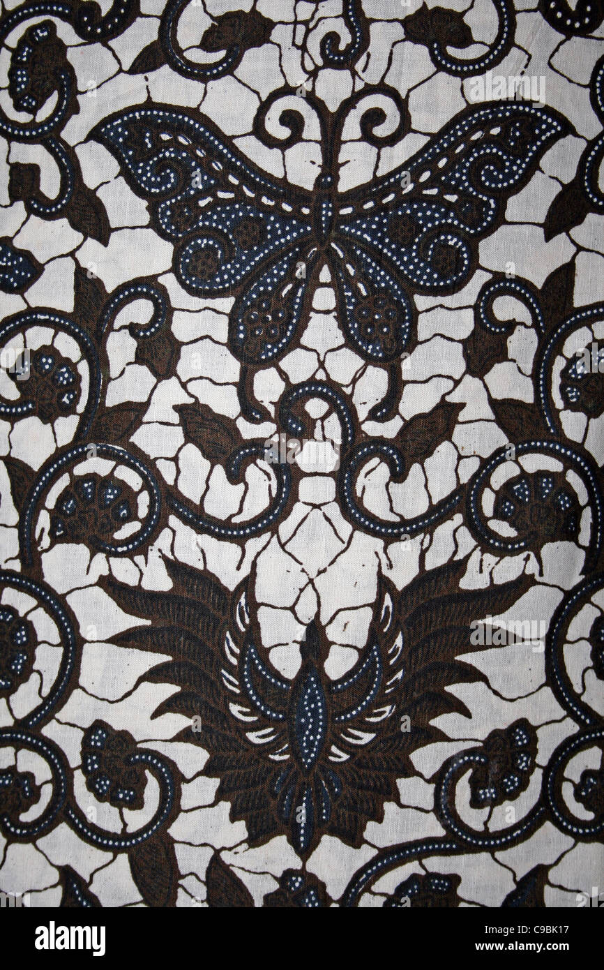 Traditional Batik Work From Indonesia Of A Butterfly Stock Photo
