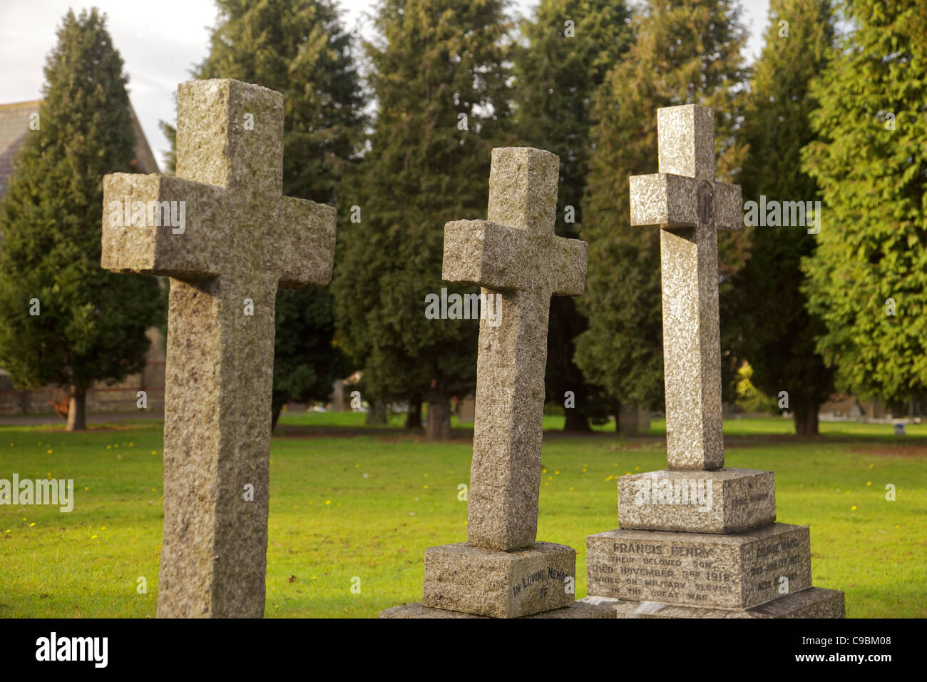 Headstones in a cemetery, Biggleswade, England Stock Photo