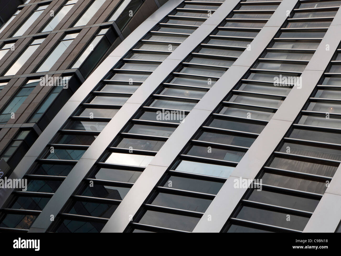 Japan, Honshu,Tokyo, Ginza, detail of the facade of the new De Beers Building with distinctive curved form. Stock Photo