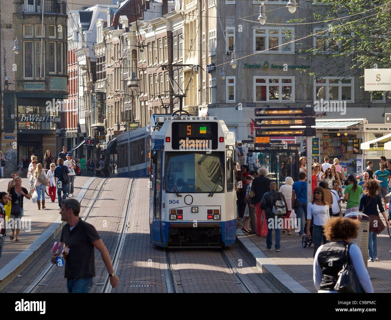 Public transport, trams in Amsterdam the Netherlands Stock Photo