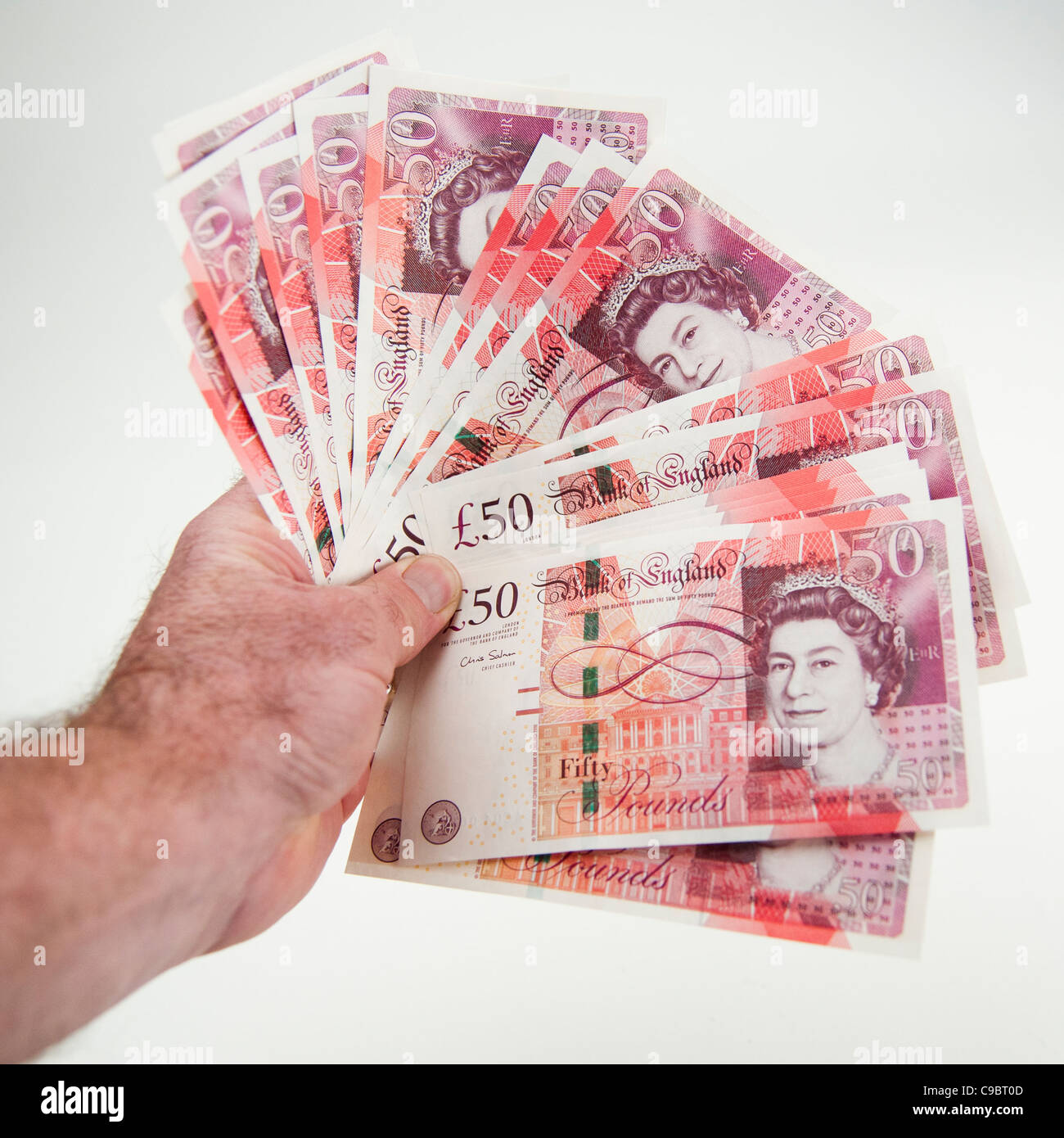 A handful of the new UK £50 notes, the highest denomination note in