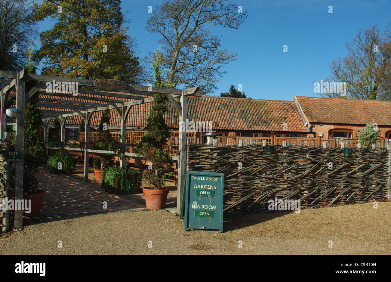 Entrance to the Gardens and Tearoom at Castle Ashby House, near