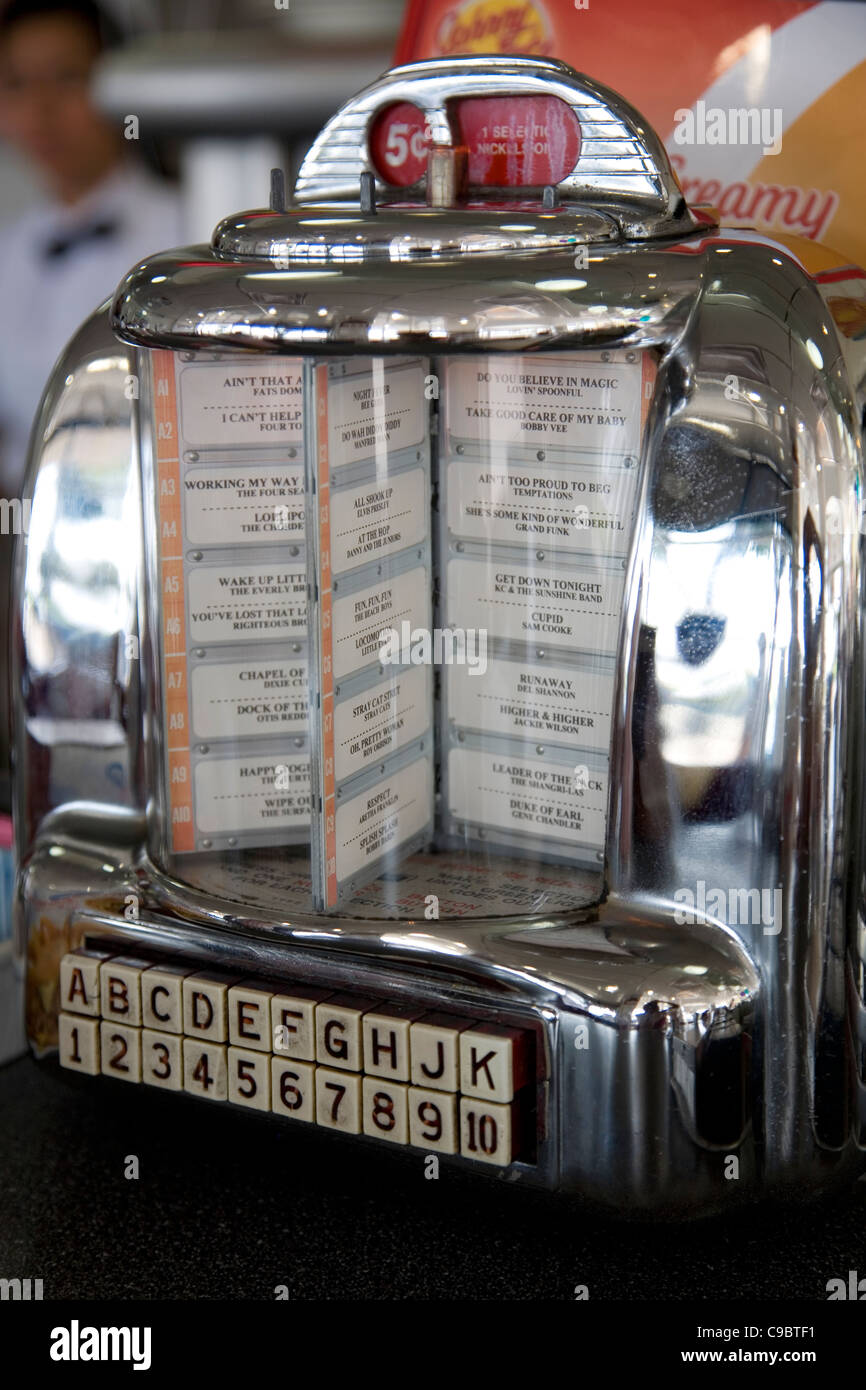 Vintage Jukebox at Johnny Rockets Diner in laguna Beach - CA Stock Photo