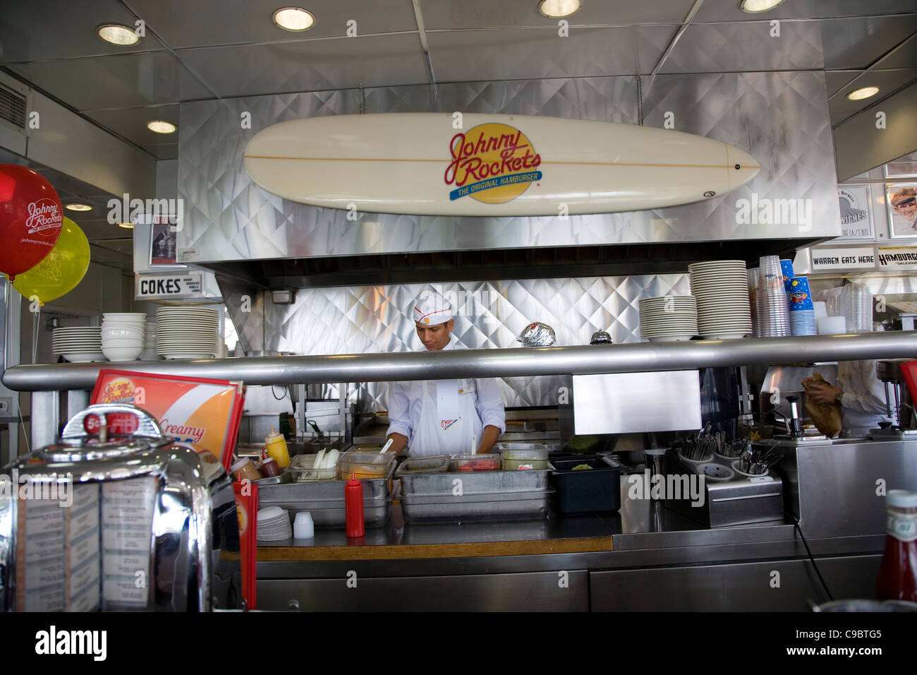 Johnny Rockets Diner in Laguna Beach - CA Stock Photo