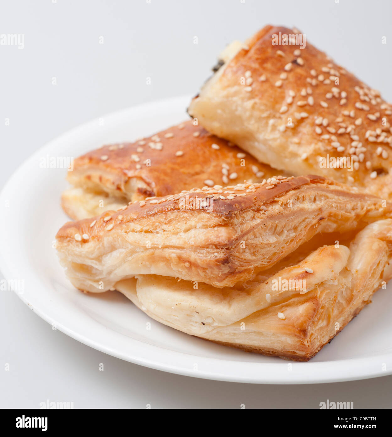Borek (Also Burek) a Turkish pastry filled with cheese or potato or mushroom Stock Photo