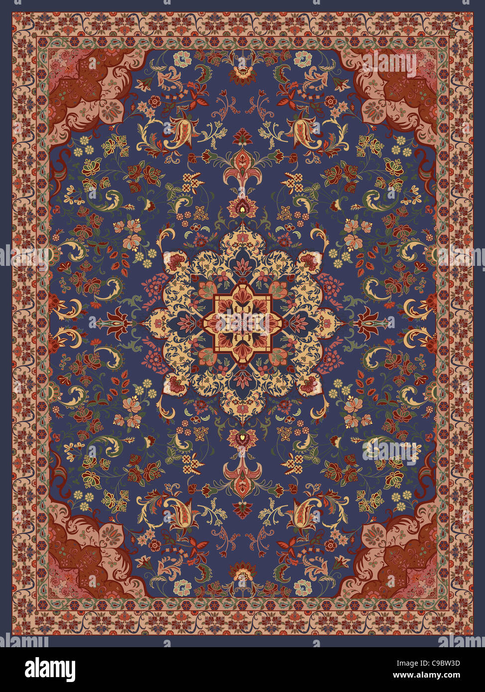 Oriental Floral Carpet Design Stock Photo Alamy