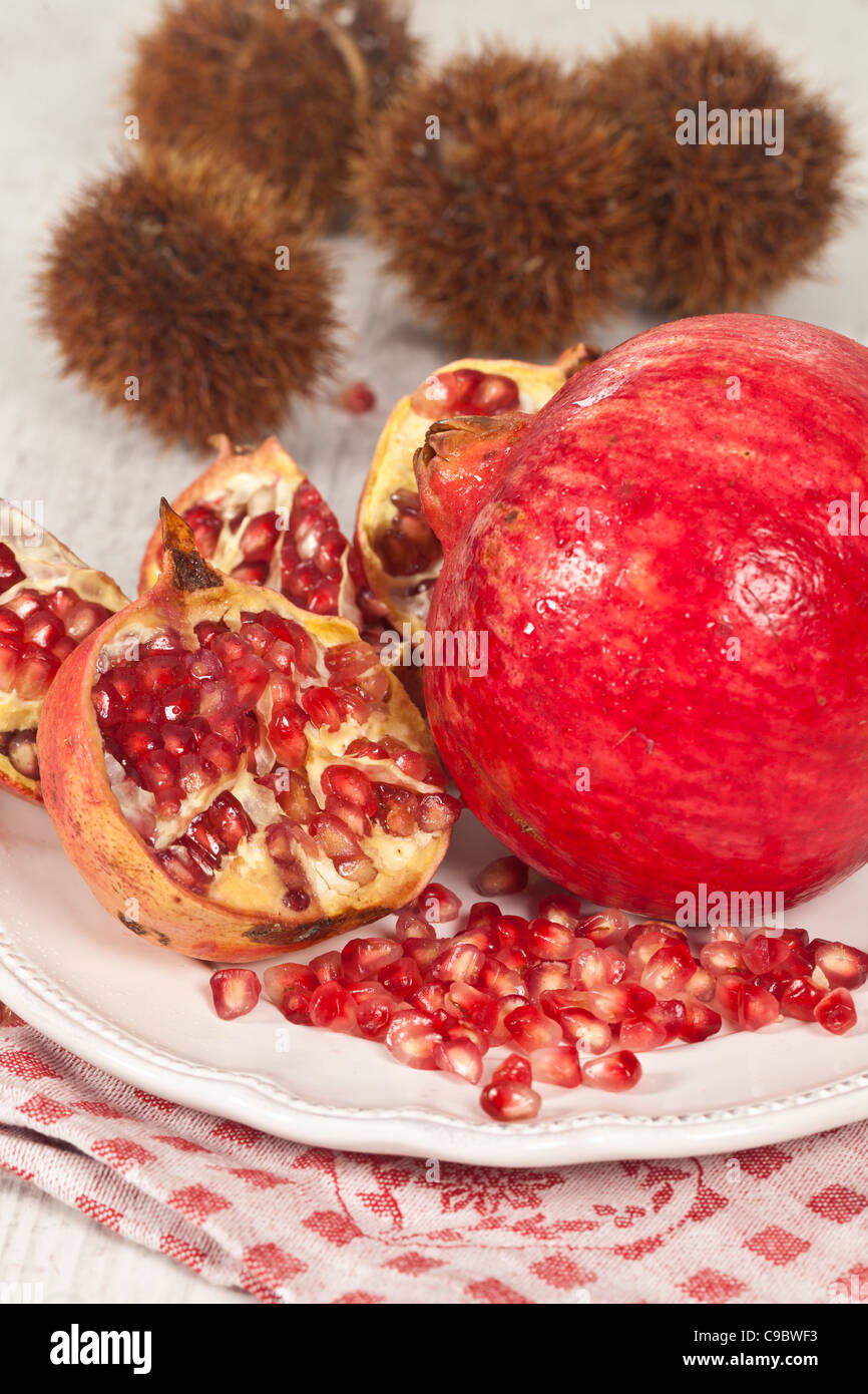 Fresh red pomegranate fruit for autumn season Stock Photo Alamy