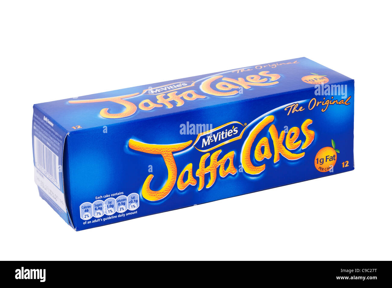 A packet of Mcvities Jaffa Cakes on a white background Stock Photo