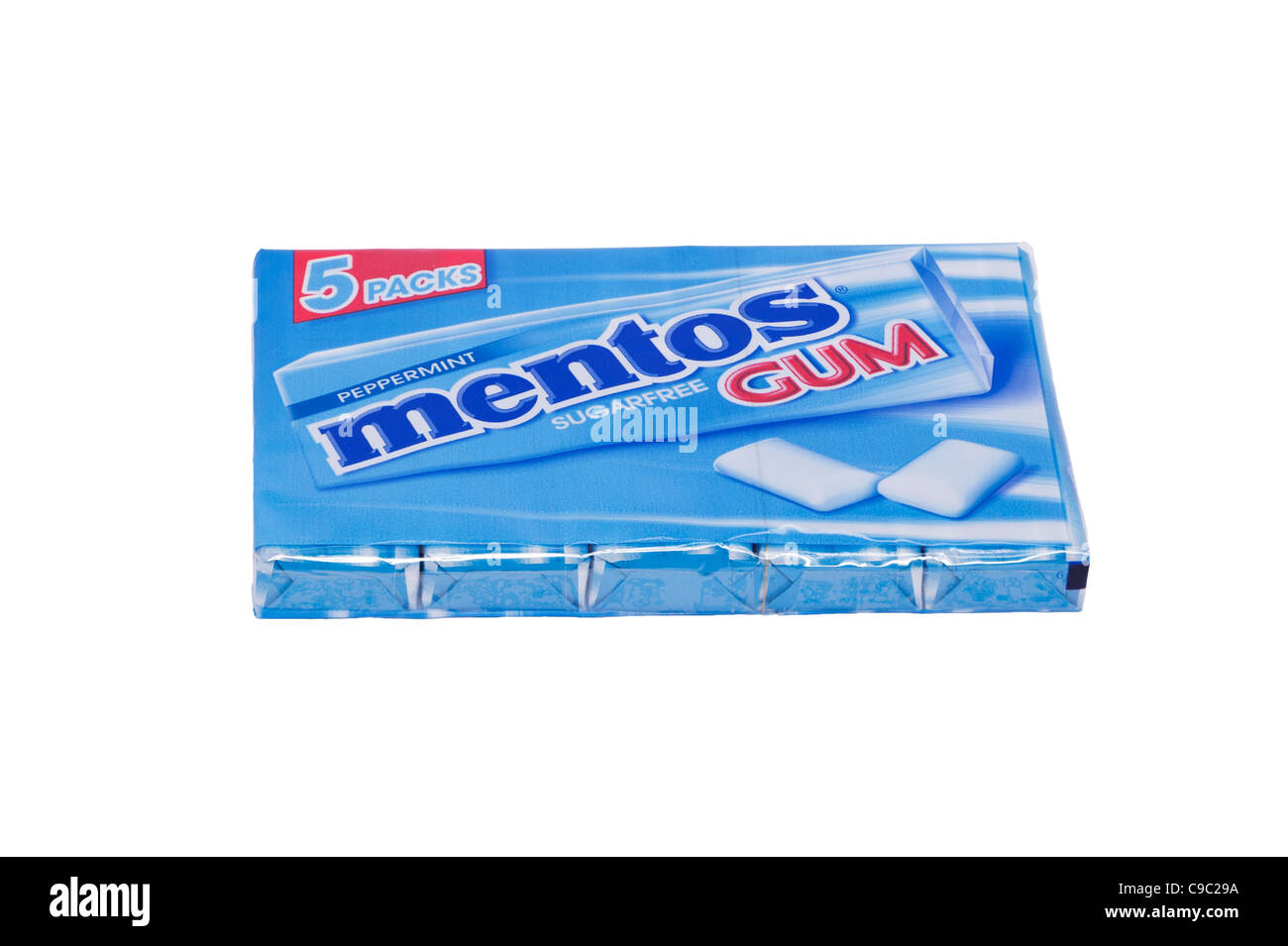 A multipack of Mentos peppermint sugarfree chewing gum on a white background Stock Photo