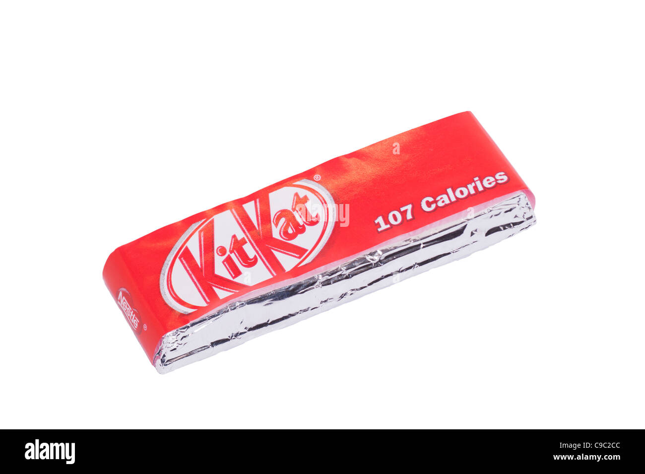 A Nestle KitKat two finger chocolate bar on a white background Stock Photo