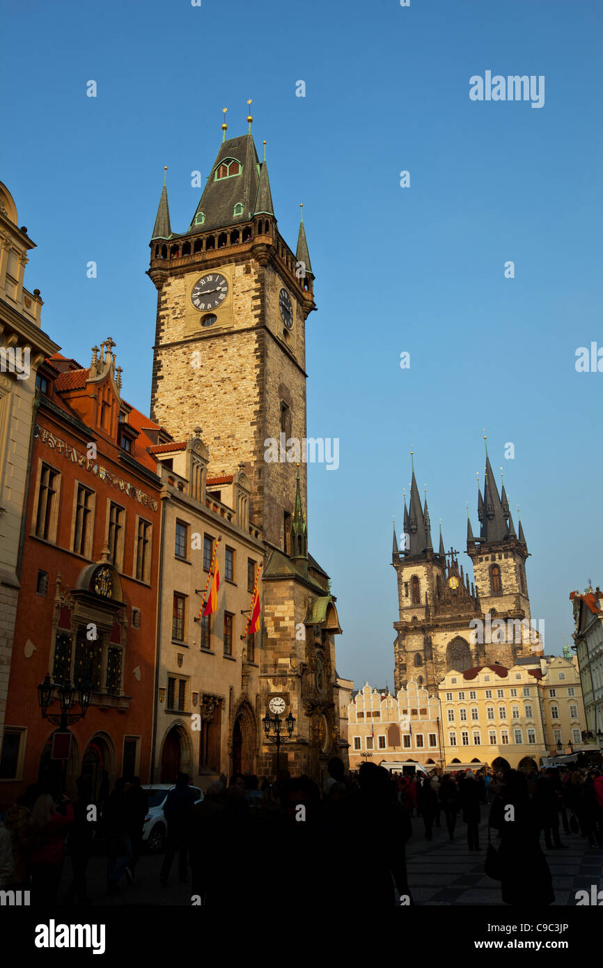 The Old Town Square in the center of Prague City Stock Photo