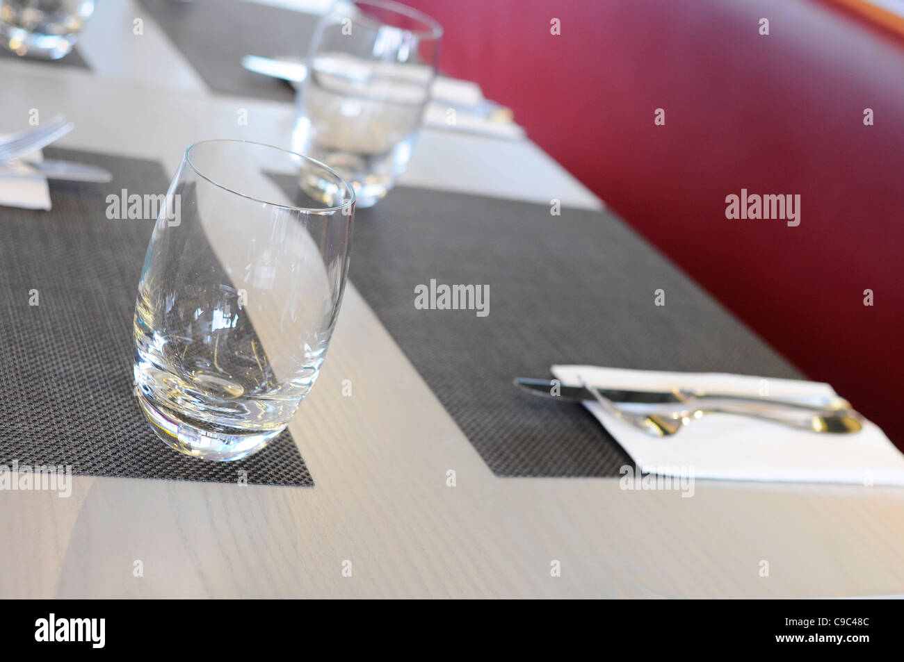 Place settings at a restaurant. Stock Photo
