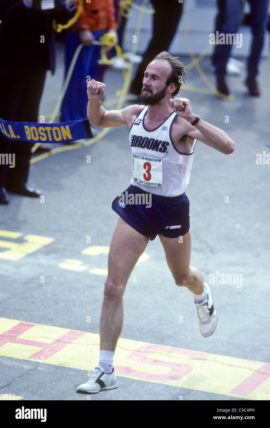 Greg Meyer (USA) winning the 1983 Boston. Marathon Stock Photo Alamy