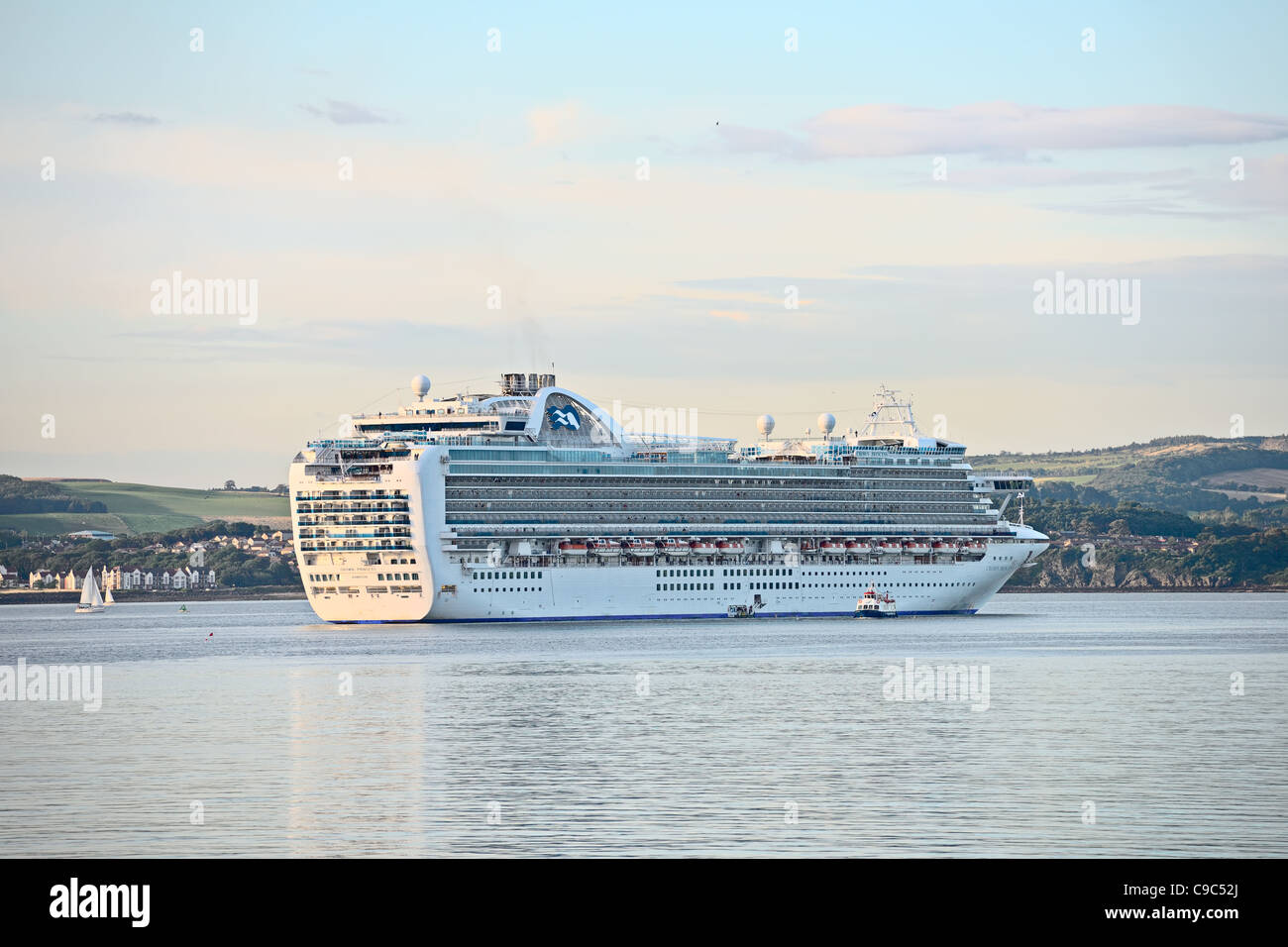 Cruise ship Crown Princess setting off from the Firth of Forth, Scotland, UK, Europe Stock Photo