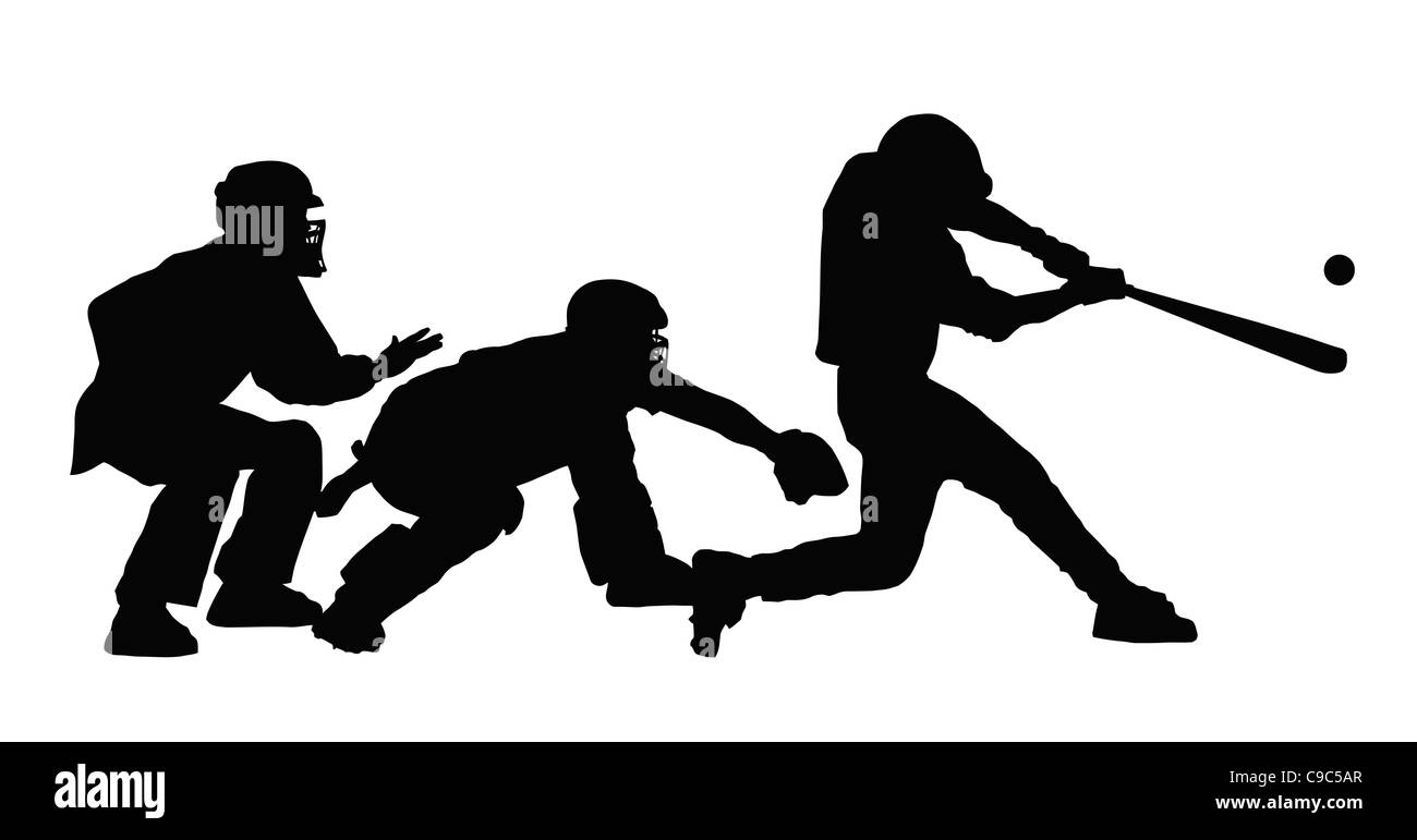 Batter catcher and umpire at home plate Cut Out Stock Images & Pictures