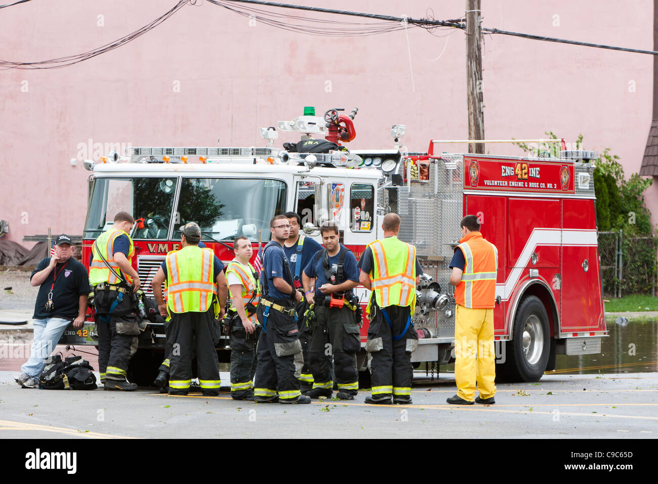 Members of the local Volunteer Fire Department, ready to assist with