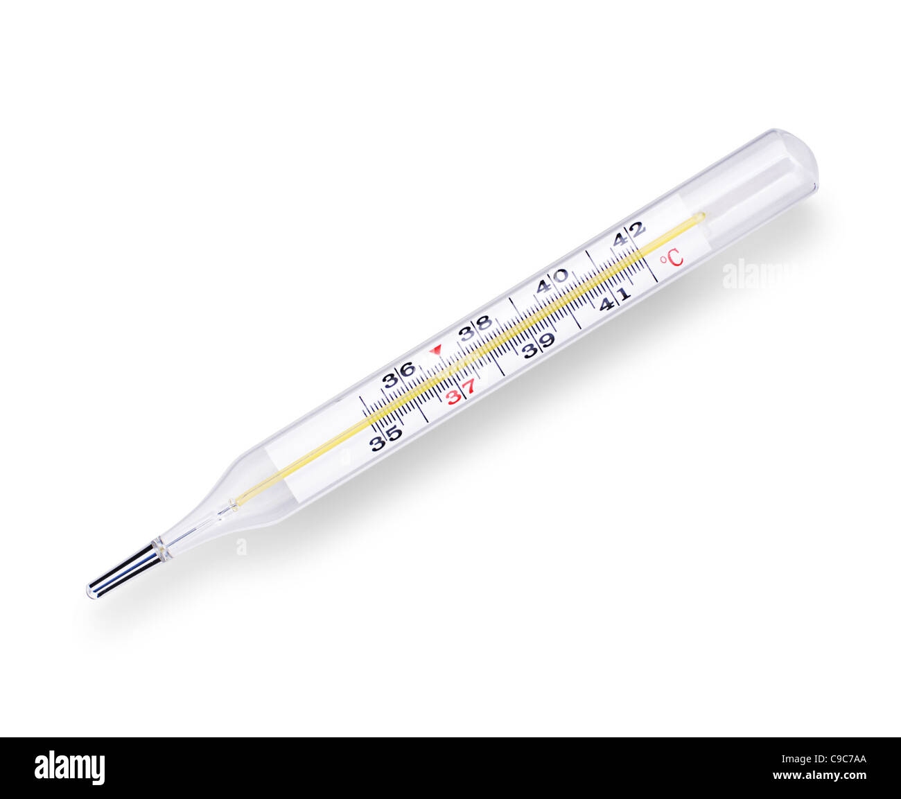 Medical mercury thermometer isolated on white background Stock Photo