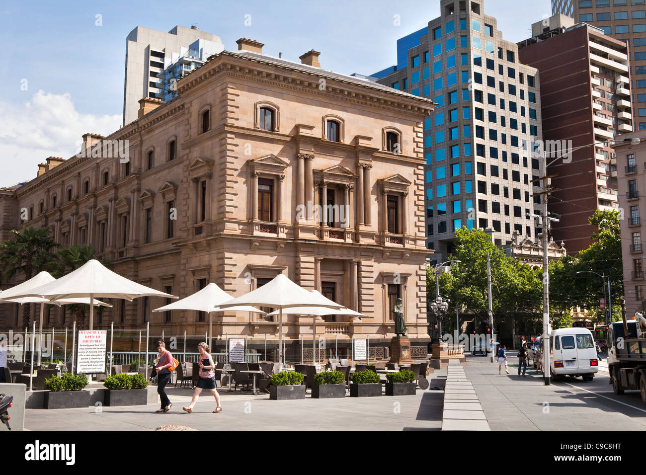 The old Treasury Building on spring street Collins st in Melbourne Australia. on the edge of city CBD Stock Photo