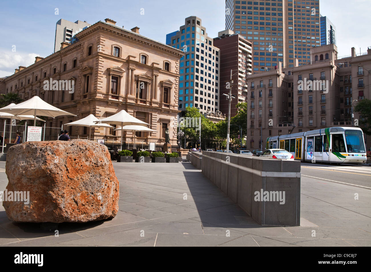 The old Treasury Building on spring street Collins st in Melbourne Australia. on the edge of city CBD Stock Photo