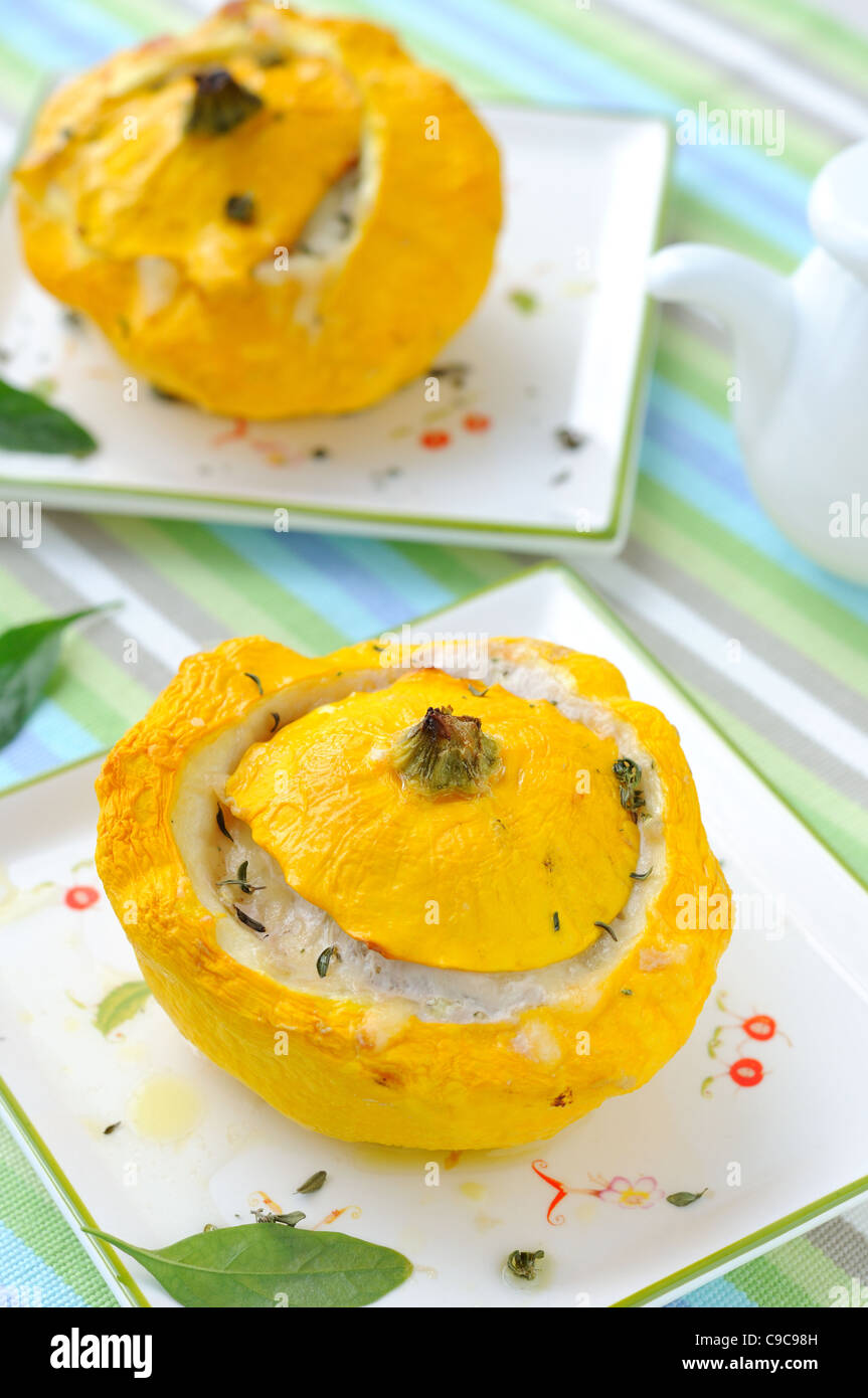 Stuffed pattypan squash Stock Photo