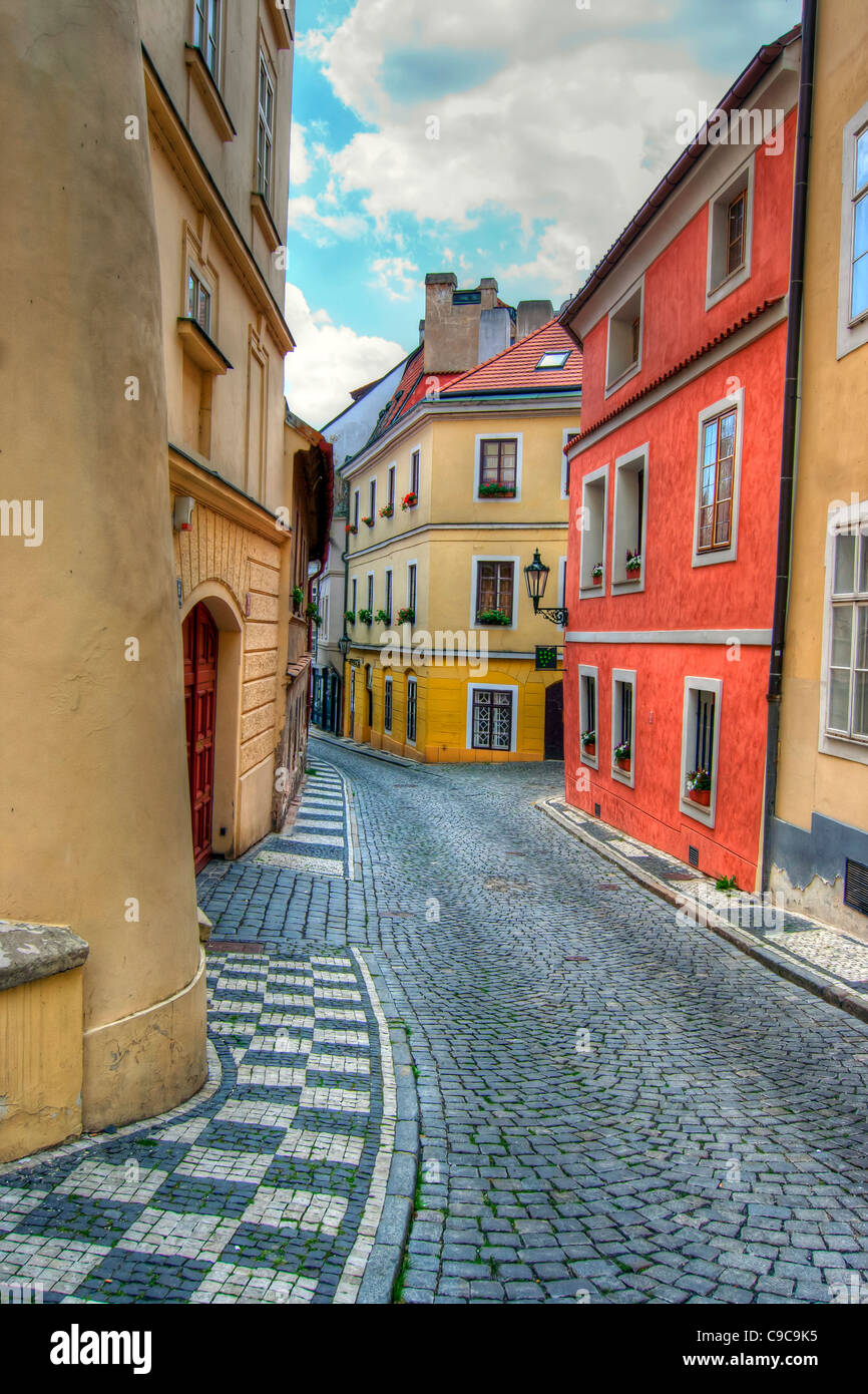 Prague alleyway - historical center of the Prague. Prague, Czech republic, Europe. Stock Photo