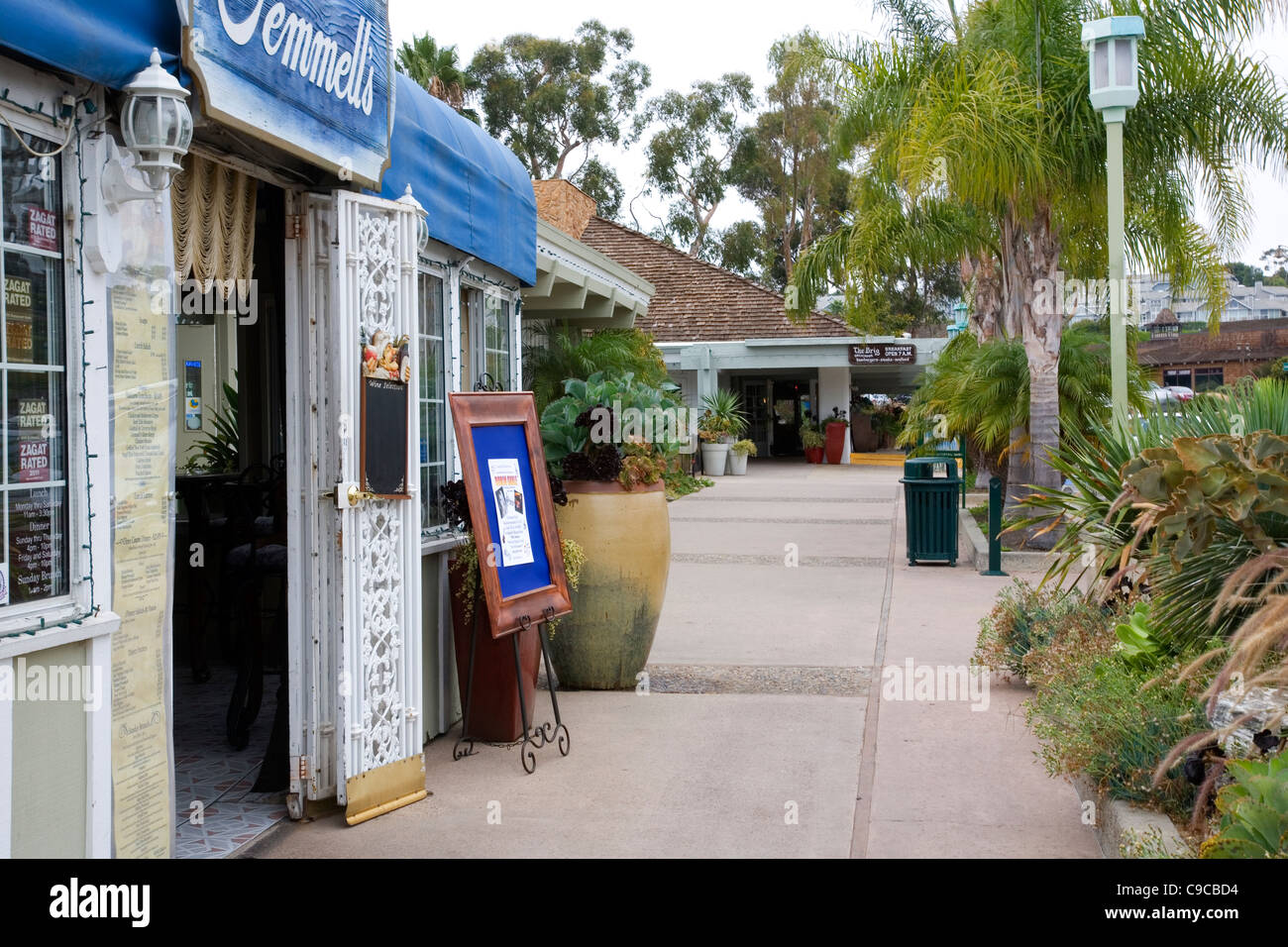 Restaurants in marina complex in Dana Point California Stock Photo