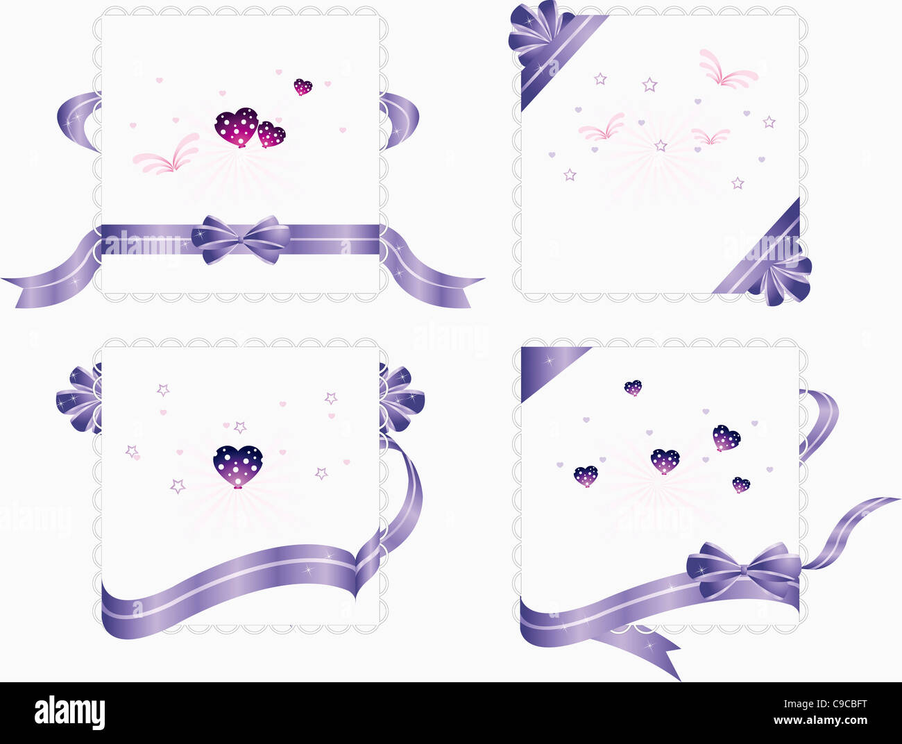 Postcard Ribbon Various square postcards with navy ribbons and stars Stock Photo - Alamy